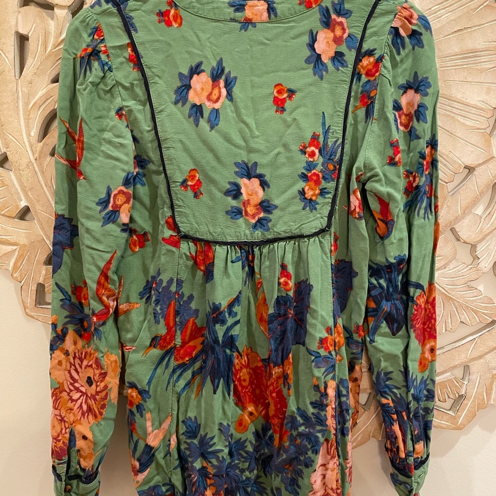 Anthropologie Lively Top Floral Print Buttondown Long Sleeve Tunic - Picture 4 of 5